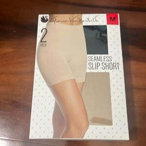 Gloria Vanderbilt 2 Pack Body Shaper Seamless Slip Short Medium 10 12 Tan Black